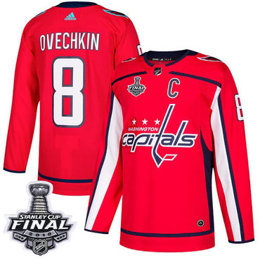 Adidas Capitals #8 Alex Ovechkin Red Home Authentic 2018 Stanley Cup Final Stitched Youth NHL Jersey