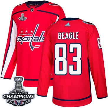 Adidas Capitals #83 Jay Beagle Red Home Authentic Stanley Cup Final Champions Stitched NHL Jersey