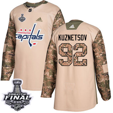 Adidas Capitals #92 Evgeny Kuznetsov Camo Authentic 2017 Veterans Day 2018 Stanley Cup Final Stitched Youth NHL Jersey