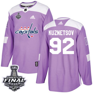 Adidas Capitals #92 Evgeny Kuznetsov Purple Authentic Fights Cancer 2018 Stanley Cup Final Stitched Youth NHL Jersey