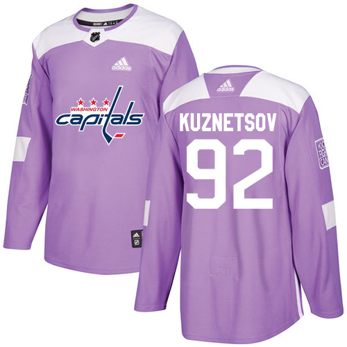 Adidas Capitals #92 Evgeny Kuznetsov Purple Authentic Fights Cancer Stitched Youth NHL Jersey