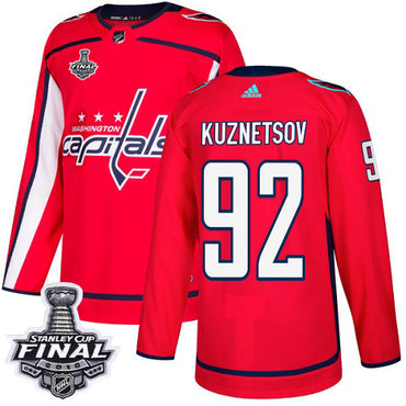 Adidas Capitals #92 Evgeny Kuznetsov Red Home Authentic 2018 Stanley Cup Final Stitched Youth NHL Jersey