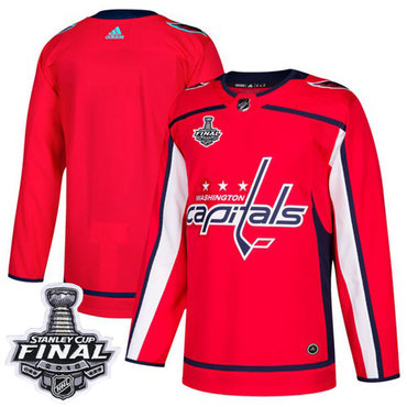 Adidas Capitals Blank Red Home Authentic 2018 Stanley Cup Final Stitched Youth NHL Jersey