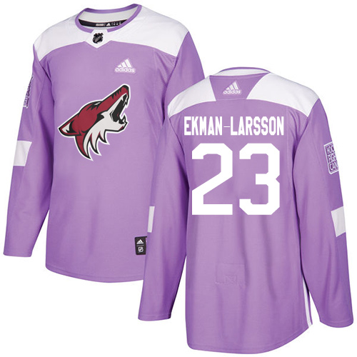 Adidas Coyotes #23 Oliver Ekman-Larsson Purple Authentic Fights Cancer Stitched Youth NHL Jersey