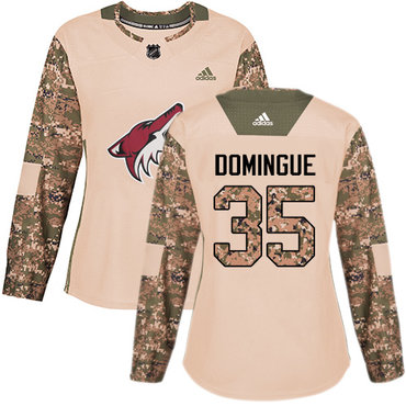 Adidas Coyotes #35 Louis Domingue Camo Authentic 2017 Veterans Day Women's Stitched NHL Jersey