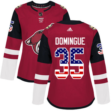 Adidas Coyotes #35 Louis Domingue Maroon Home Authentic USA Flag Women's Stitched NHL Jersey