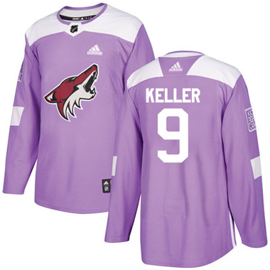 Adidas Coyotes #9 Clayton Keller Purple Authentic Fights Cancer Stitched NHL Jersey