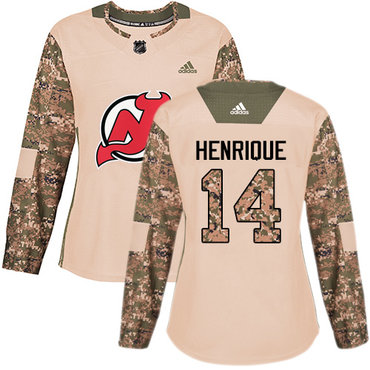 Adidas Devils #14 Adam Henrique Camo Authentic 2017 Veterans Day Women's Stitched NHL Jersey
