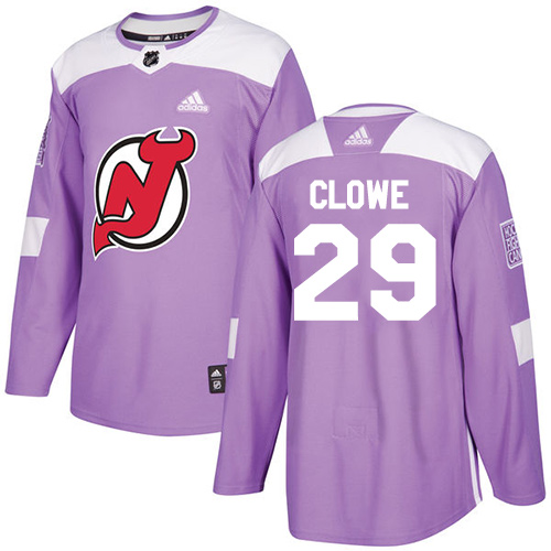 Adidas Devils #29 Ryane Clowe Purple Authentic Fights Cancer Stitched Youth NHL Jersey
