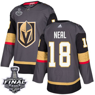 Adidas Golden Knights #18 James Neal Grey Home Authentic 2018 Stanley Cup Final Stitched Youth NHL Jersey