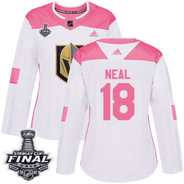 Adidas Golden Knights #18 James Neal White Pink Authentic Fashion 2018 Stanley Cup Final Women's Stitched NHL Jersey