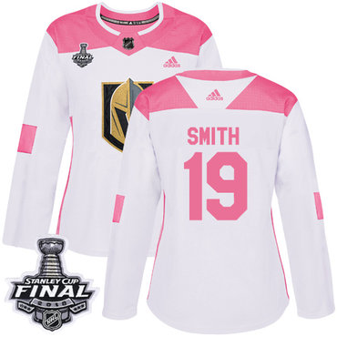Adidas Golden Knights #19 Reilly Smith White Pink Authentic Fashion 2018 Stanley Cup Final Women's Stitched NHL Jersey