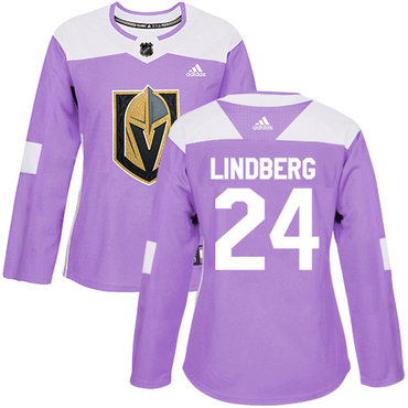 Adidas Golden Knights #24 Oscar Lindberg Purple Authentic Fights Cancer Women's Stitched NHL Jersey