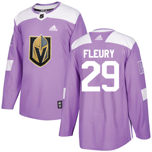 Adidas Golden Knights #29 Marc-Andre Fleury Purple Authentic Fights Cancer Stitched Youth NHL Jersey