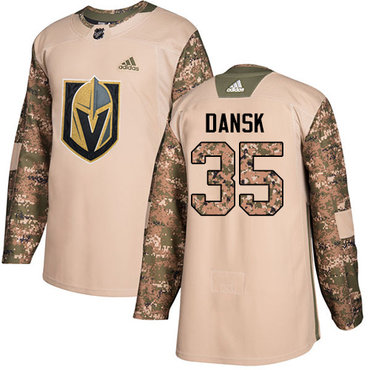 Adidas Golden Knights #35 Oscar Dansk Camo Authentic 2017 Veterans Day Stitched Youth NHL Jersey