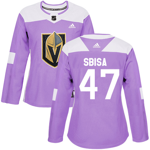 Adidas Golden Knights #47 Luca Sbisa Purple Authentic Fights Cancer Women's Stitched NHL Jersey