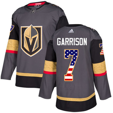 Adidas Golden Knights #7 Jason Garrison Grey Home Authentic USA Flag Stitched Youth NHL Jersey