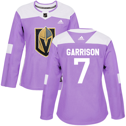 Adidas Golden Knights #7 Jason Garrison Purple Authentic Fights Cancer Women's Stitched NHL Jersey