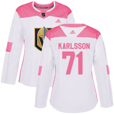 Adidas Golden Knights #71 William Karlsson White Pink Authentic Fashion Women's Stitched NHL Jersey