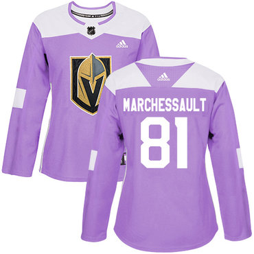 Adidas Golden Knights #81 Jonathan Marchessault Purple Authentic Fights Cancer Women's Stitched NHL Jersey
