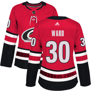 Adidas Hurricanes #30 Cam Ward Red Home Authentic Women's Stitched NHL Jersey