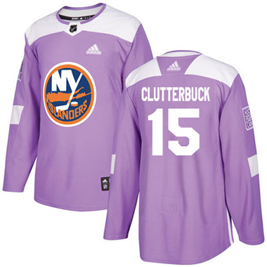 Adidas Islanders #15 Cal Clutterbuck Purple Authentic Fights Cancer Stitched NHL Jersey