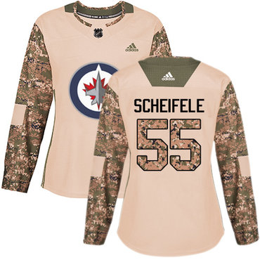 Adidas Jets #55 Mark Scheifele Camo Authentic 2017 Veterans Day Women's Stitched NHL Jersey