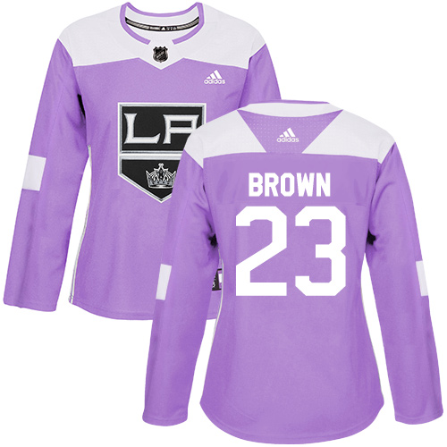 Adidas Kings #23 Dustin Brown Purple Authentic Fights Cancer Women's Stitched NHL Jersey