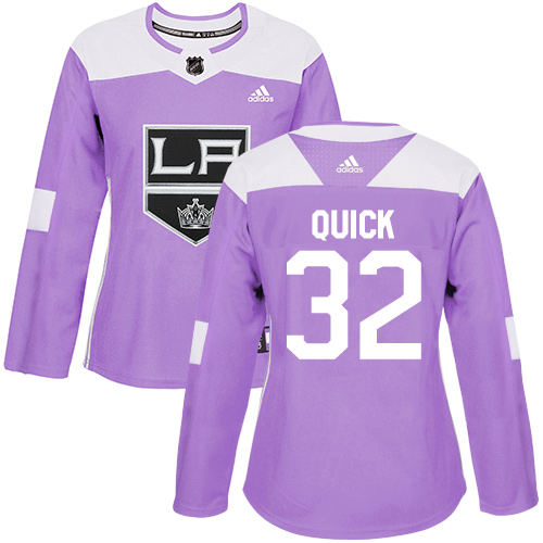 Adidas Kings #32 Jonathan Quick Purple Authentic Fights Cancer Women's Stitched NHL Jersey