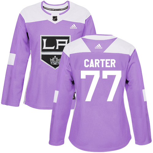 Adidas Kings #77 Jeff Carter Purple Authentic Fights Cancer Women's Stitched NHL Jersey