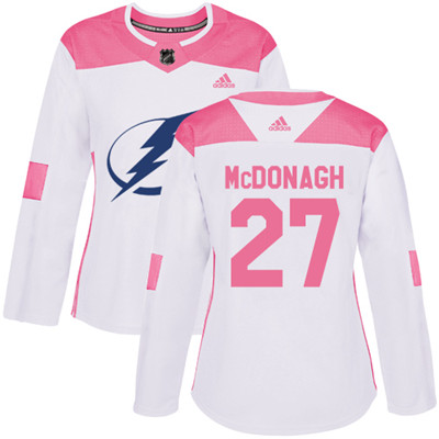 Adidas Lightning #27 Ryan McDonagh White Pink Authentic Fashion Women's Stitched NHL Jersey