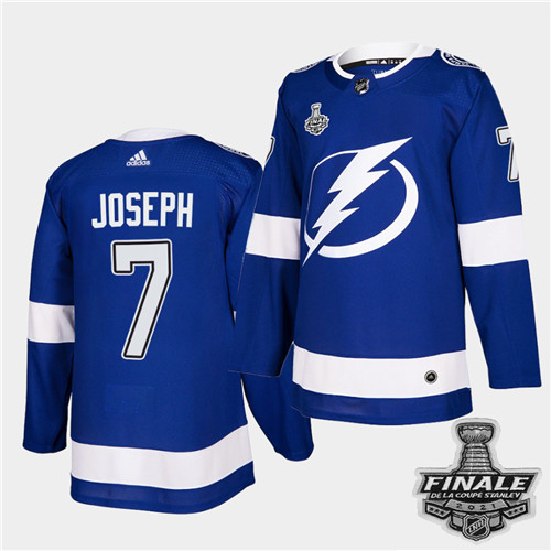 Adidas Lightning #7 Mathieu Joseph Blue Home Authentic 2021 NHL Stanley Cup Final Patch Jersey