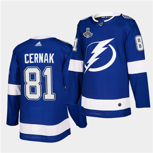 Adidas Lightning #81 Erik Cernak Blue Home Authentic 2021 Stanley Cup Champions Jersey