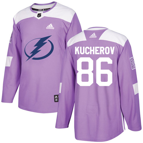Adidas Lightning #86 Nikita Kucherov Purple Authentic Fights Cancer Stitched Youth NHL Jersey