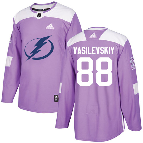 Adidas Lightning #88 Andrei Vasilevskiy Purple Authentic Fights Cancer Stitched Youth NHL Jersey