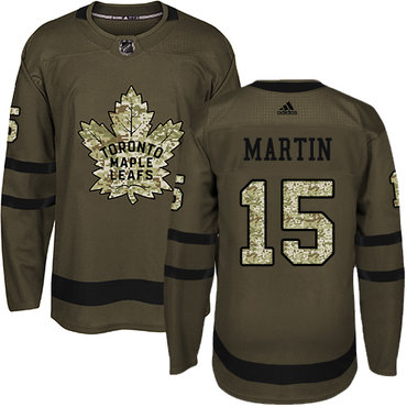 Adidas Maple Leafs #15 Matt Martin Green Salute to Service Stitched NHL Jersey