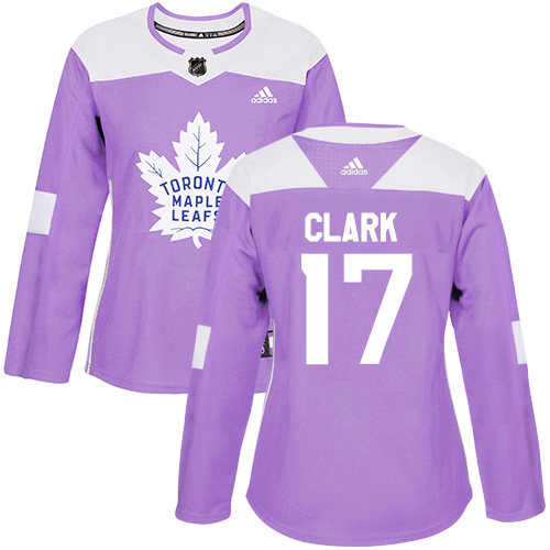 Adidas Maple Leafs #17 Wendel Clark Purple Authentic Fights Cancer Women's Stitched NHL Jersey