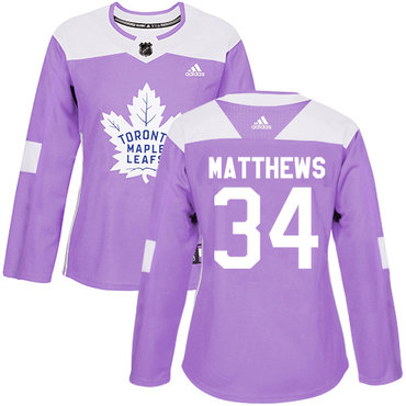 Adidas Maple Leafs #34 Auston Matthews Purple Authentic Fights Cancer Women's Stitched NHL Jersey