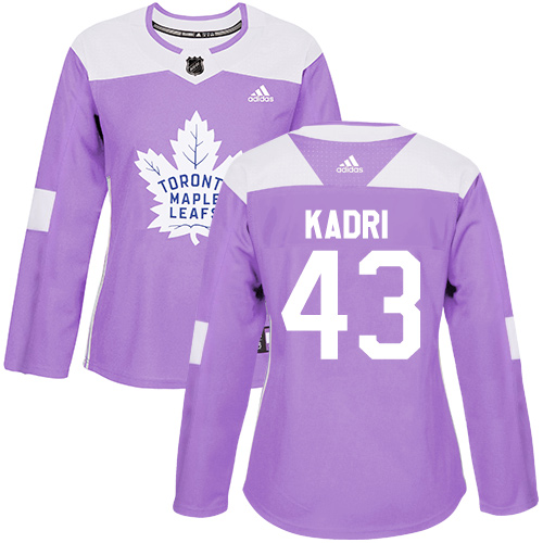 Adidas Maple Leafs #43 Nazem Kadri Purple Authentic Fights Cancer Women's Stitched NHL Jersey