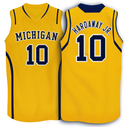 Adidas Michigan Wolverines #10 Tim Hardaway Jr. Big 10 Authentic Basketball Jerseys - Yellow