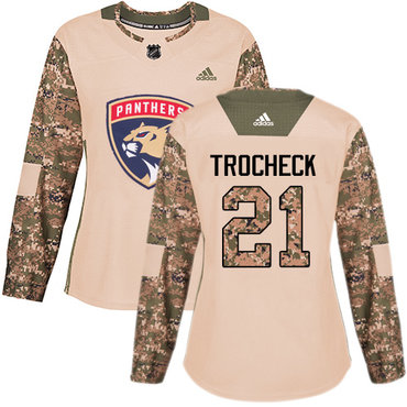 Adidas Panthers #21 Vincent Trocheck Camo Authentic 2017 Veterans Day Women's Stitched NHL Jersey