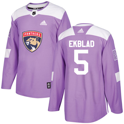 Adidas Panthers #5 Aaron Ekblad Purple Authentic Fights Cancer Stitched Youth NHL Jersey