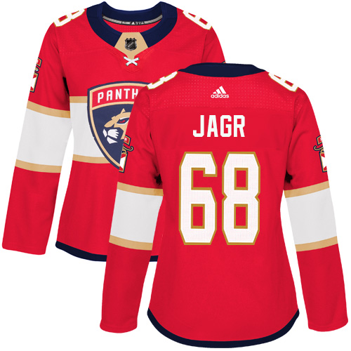 Adidas Panthers #68 Jaromir Jagr Red Home Authentic Women's Stitched NHL Jersey