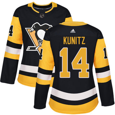 Adidas Penguins #14 Chris Kunitz Black Home Authentic Women's Stitched NHL Jersey