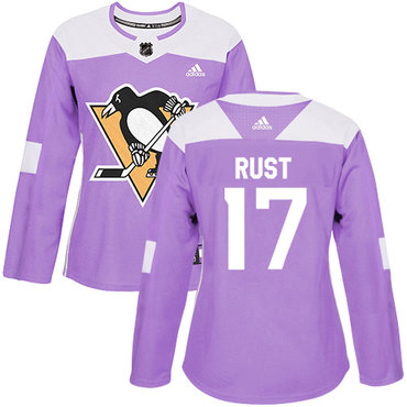 Adidas Penguins #17 Bryan Rust Purple Authentic Fights Cancer Women's Stitched NHL Jersey