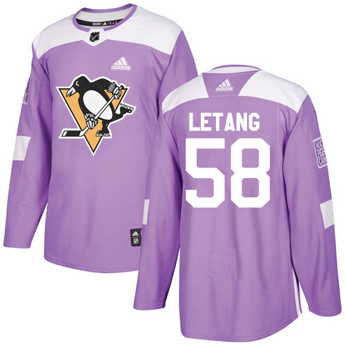 Adidas Penguins #58 Kris Letang Purple Authentic Fights Cancer Stitched NHL Jersey