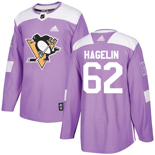 Adidas Penguins #62 Carl Hagelin Purple Authentic Fights Cancer Stitched NHL Jersey