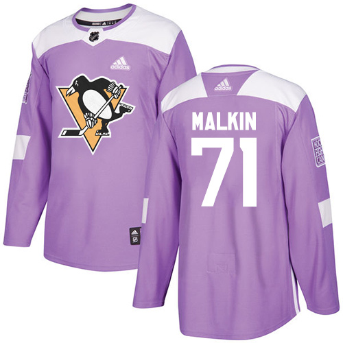 Adidas Penguins #71 Evgeni Malkin Purple Authentic Fights Cancer Stitched NHL Jersey