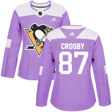 Adidas Penguins #87 Sidney Crosby Purple Authentic Fights Cancer Women's Stitched NHL Jersey