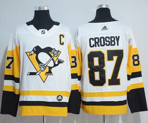 Adidas Penguins #87 Sidney Crosby White Road Authentic Stitched NHL Jersey